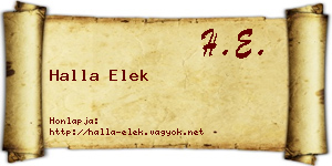Halla Elek névjegykártya